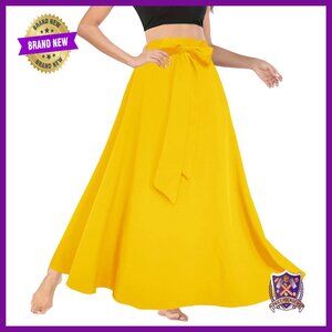High Waist A-Line Maxi Skirt with Pockets, Flowy Long